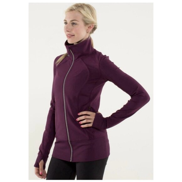 Lululemon Nice Asana Jacket Plum Maroon Purple Size 10 Full Zip - Picture 2 of 9